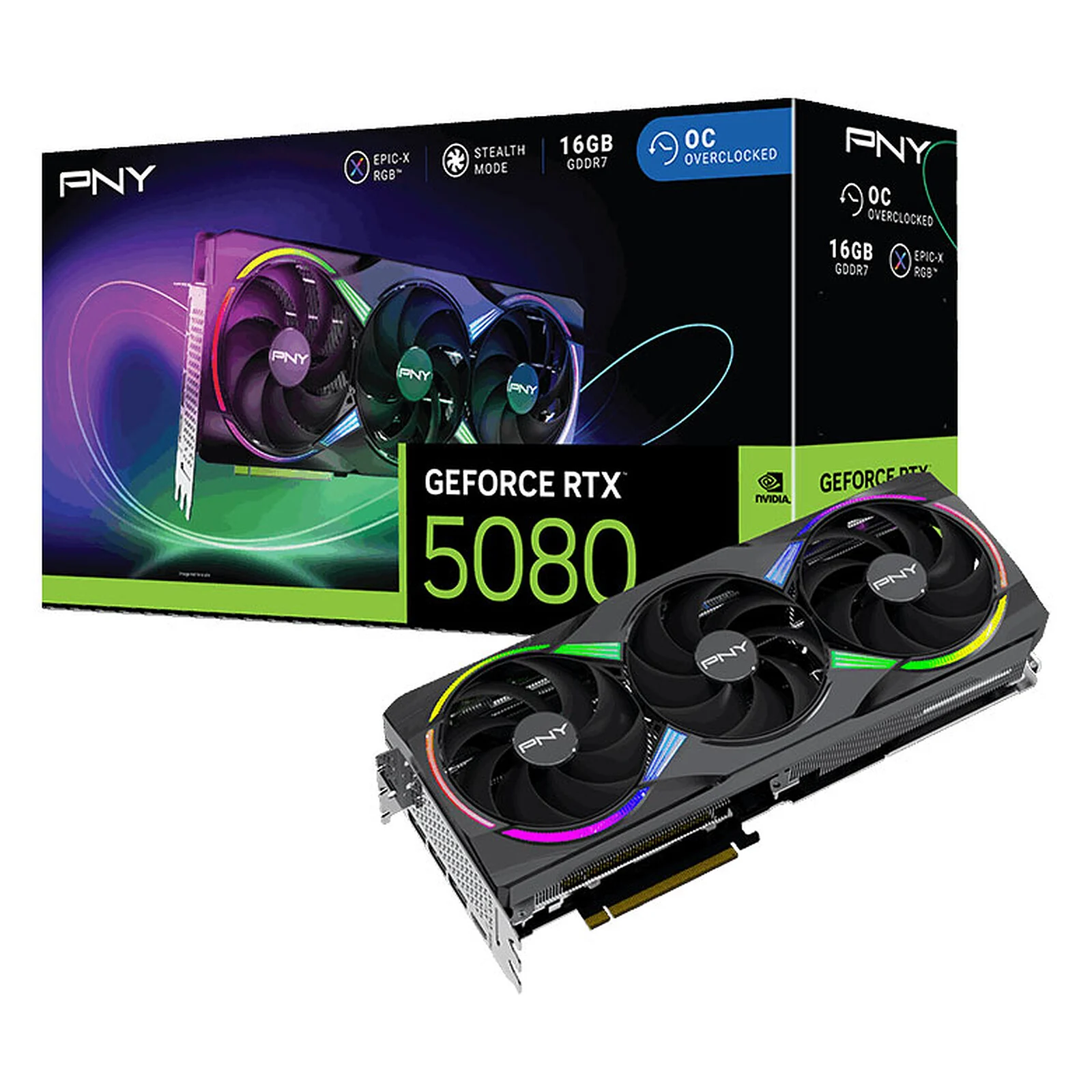 PNY RTX 5080 16GB ARGB Overclocked Triple Fan